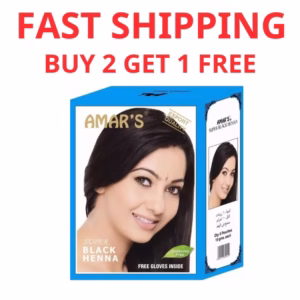 Amars Natural Black Henna Hair Color Powder (6 Pouches)